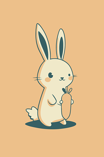 a cute bunny holding a carrot, vector art, minimalistic,