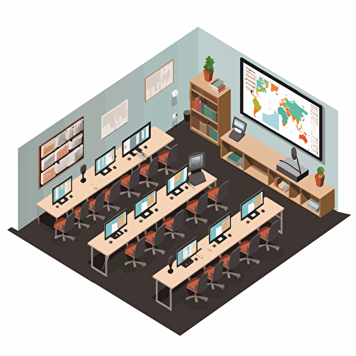 vector of a digital multimedia classroom