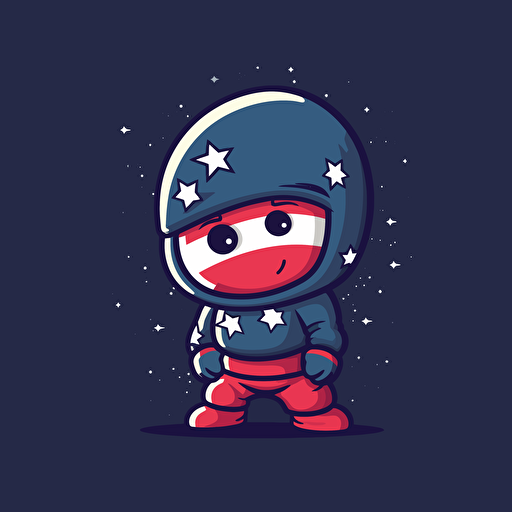vector illustration of a cartoon-style ninja. his clothing is colored in the stars and stripes of the american flag.
