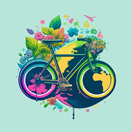 earthday and bicycle vector design, full color, printable, bicycle themed, no text