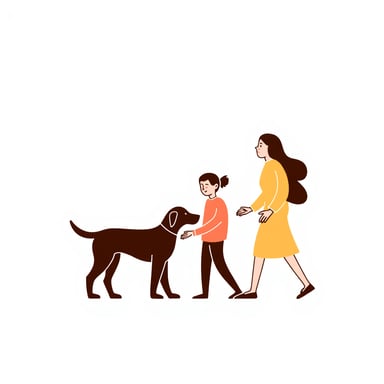 people walking a dog