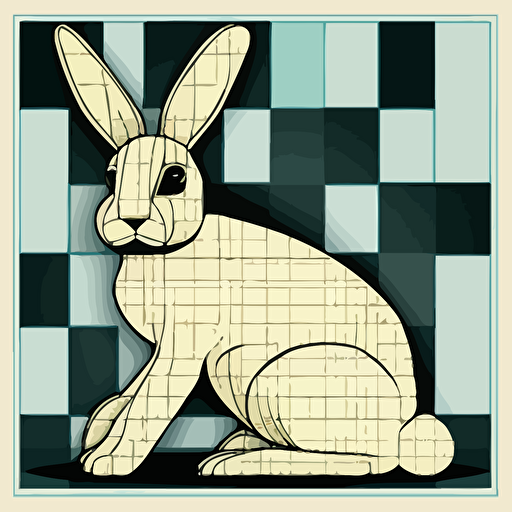 simple vector logo of a quilted bunny creature