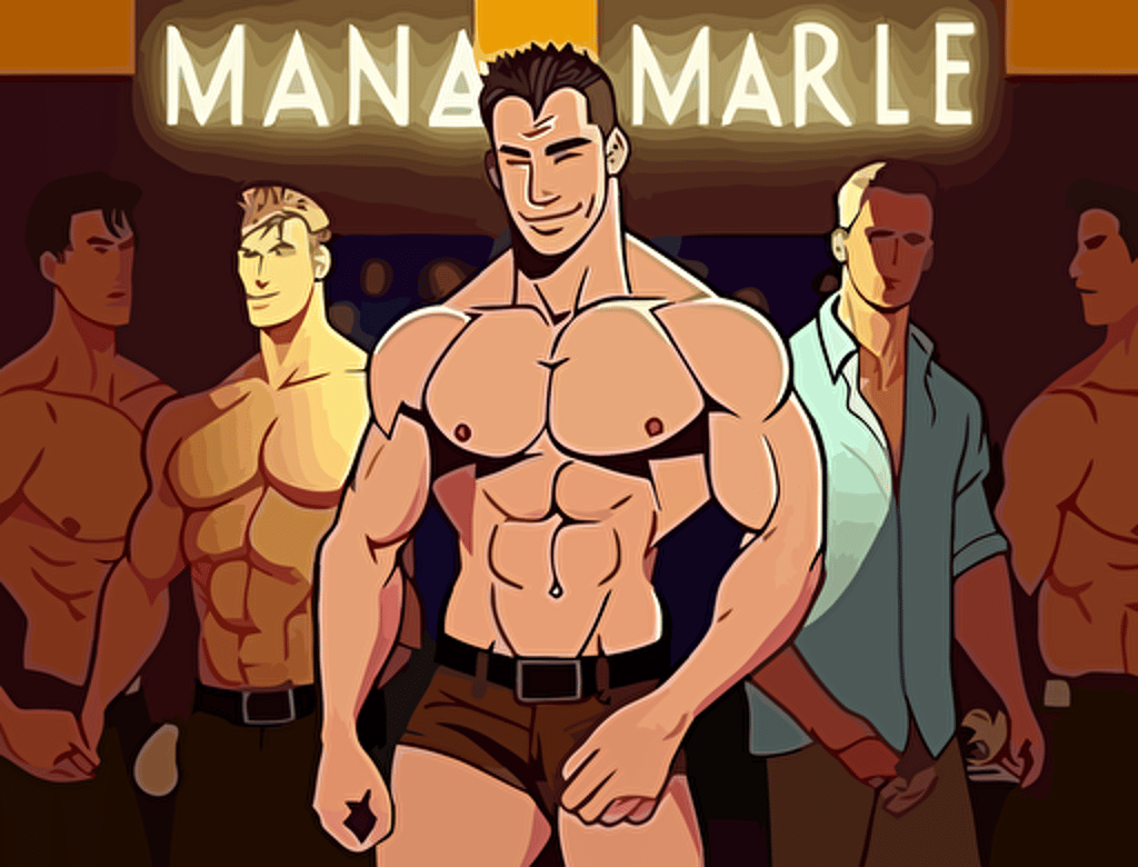 Magic Mike as an animated series, streamlined vector based Flash animation, vector illustration
