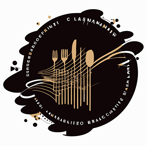 a logo for an event, using music charts and gastronomy elements, simple, vector, black