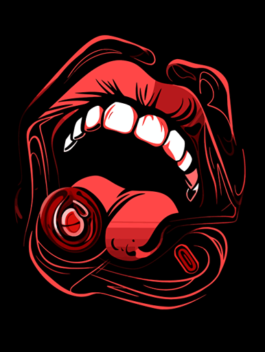 rolling stones tongue logo stock vector, in the style of black background, uhd image, light beige and red, trashcore, crisp neo-pop illustrations, milleniwave, duckcore