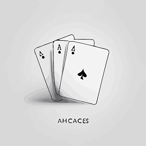 minimal line Logo of 3 Aces Cards, Vector, Simple, transparent, black and white, sketchy, cartoony, minimalistic