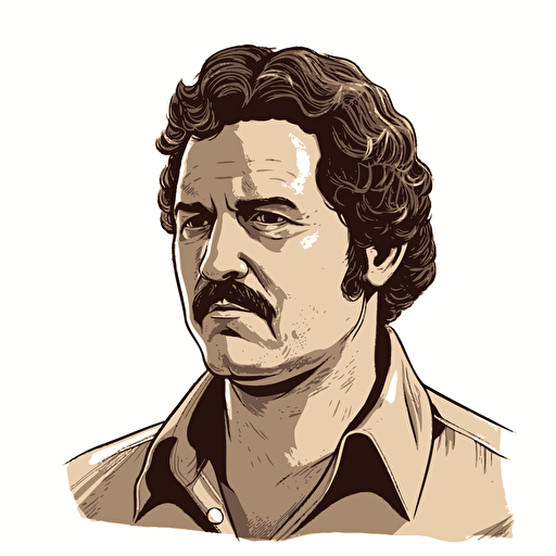 pablo Escobar cartoon style illustration, high quality vector,