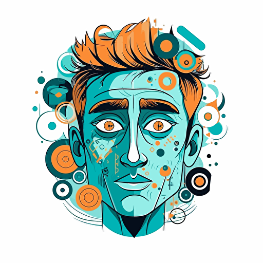 an obsessive compulsive male face cartoon vector modern style