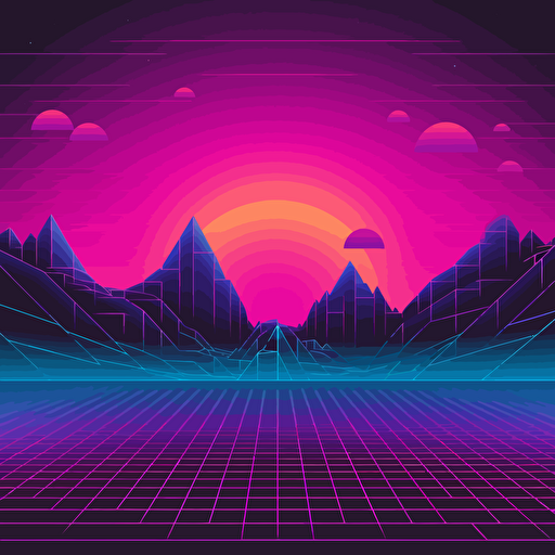 synthwave grid vector landscape