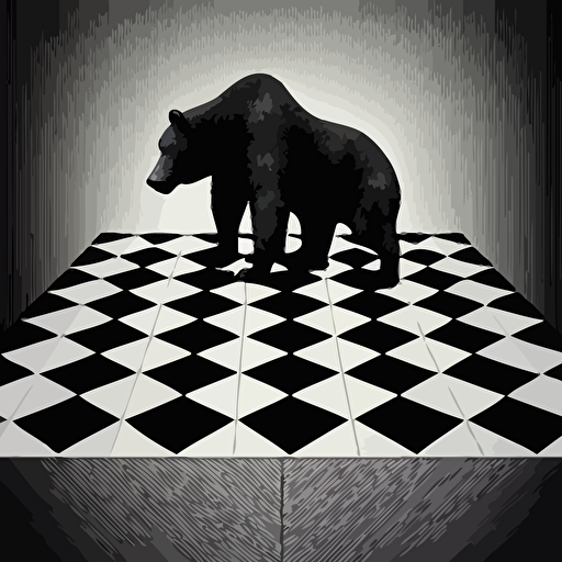 Bear against bull, 4 squares chess board, vector, minimalist, logo for a wall street finance company.