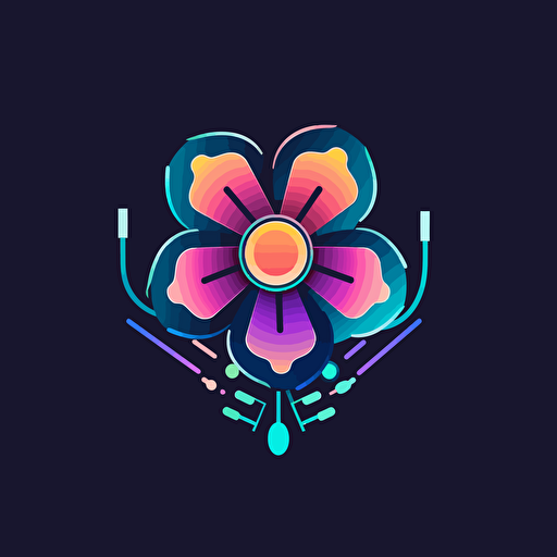 vector logo of a robotic flower