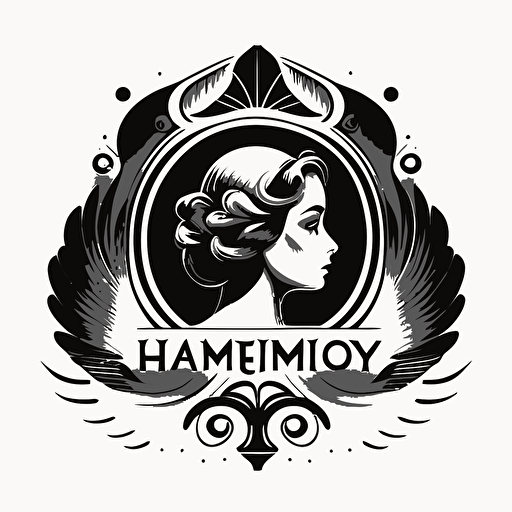 iconic logo symbolising harmony, retro pictorial, black vector on a white background