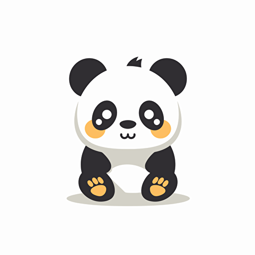Simplified flat art vector image of a cute panda on white background