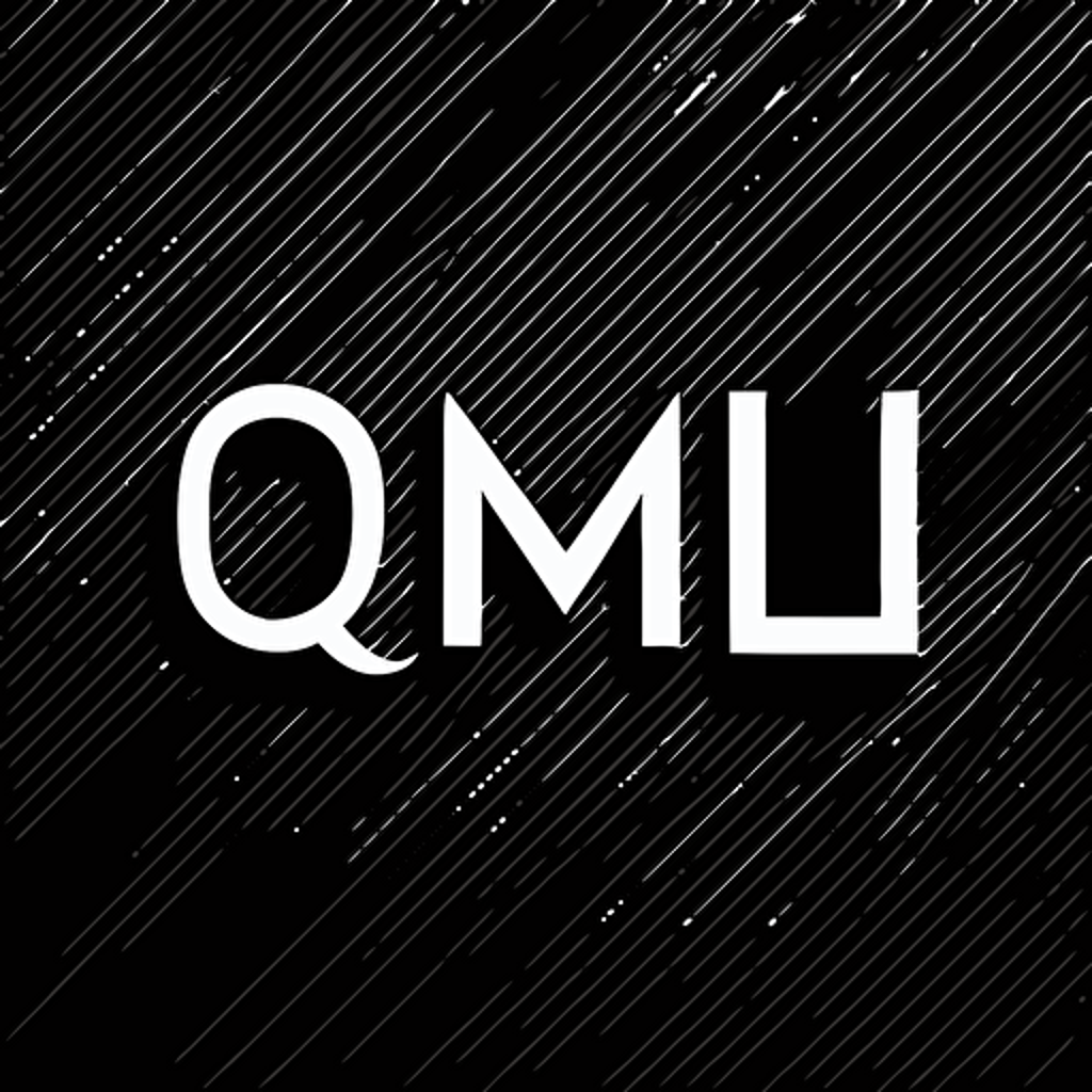 simple iconic logo containing letters O S M I Q U E, white vector on black background