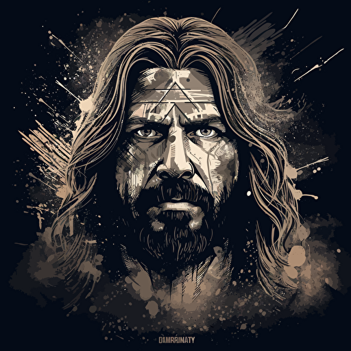 wwe mankind attitude era, illustration, white on black, vector, illustrated, poster, 2:3