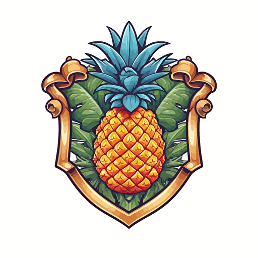 Vector cartoon shield crest of a pinefruit white background