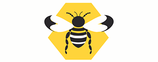 logo design synthezized robotic digital bee logo minimalistic, letters, hexagon, simple, vector, flat, 2d. white background