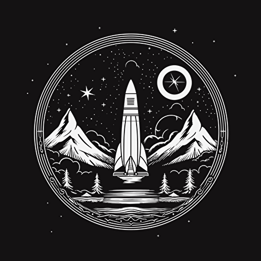 logo for a rocket building club, minimalist, vector