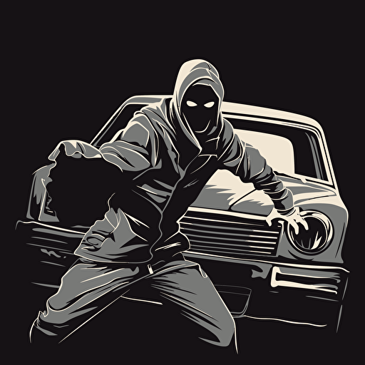 gangsta stealing a car, vector art