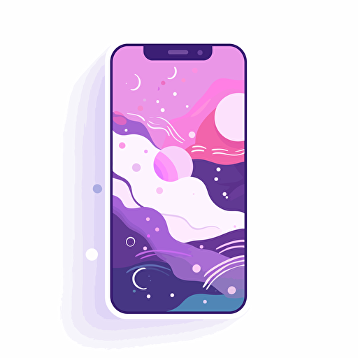 Background art for a mobile app. Artsy flat vector illustration, light purples, white background