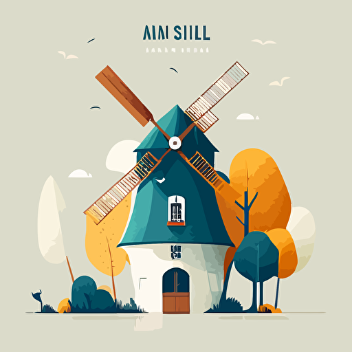 illustration type vector simple minimalist d'un moulin basile