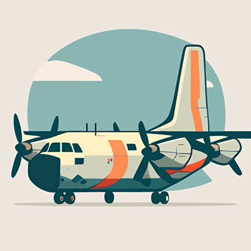 cartoon style c-130 airplane, vector, minimal