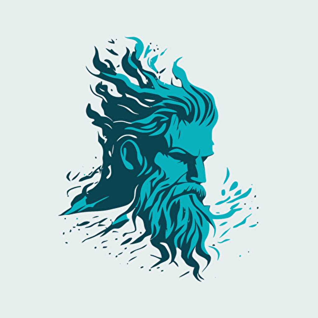 logo de poseidon, forme simple, flat, 2d, minimalist, mono couleur, design, agressive, minimal, vector