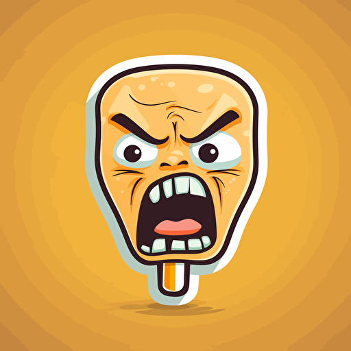 funny gum stick angry face, vector, sticker,
