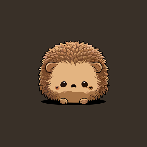 cute hedgehog with sad facial expression kawaii style, vector, simple, high-quality