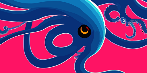 a vector style illustration of a monster with tentacles, goth punk style, colourful, paper texture, grainy