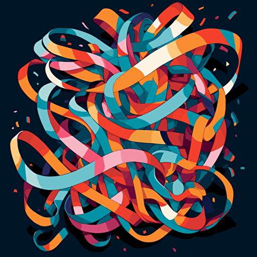 burst of ribbons by tim lahan, 2d vector art, flat colors