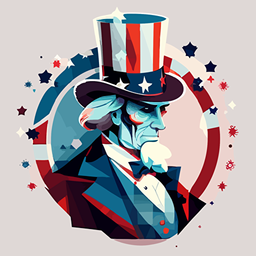2d vector illustration of "uncle sam", flat, modern.