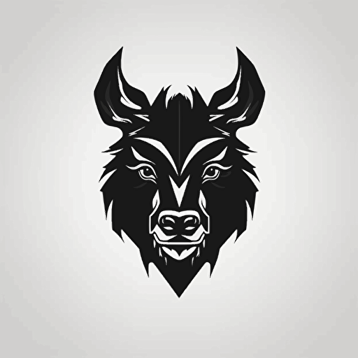 Vector single animal HEAD logo design, flat design, black color, white background