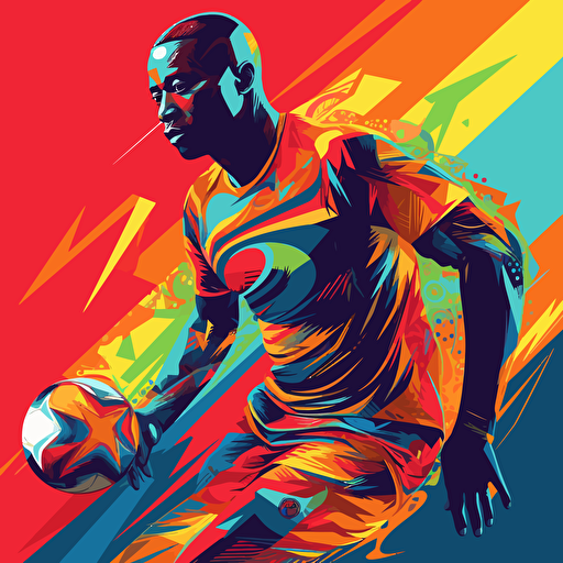 vector illustration of a young African man Soccer player in vivid colors