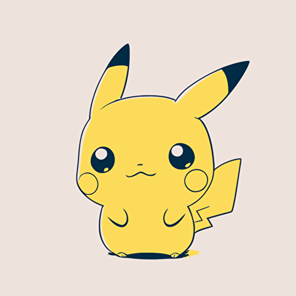 cute Pikachu Kawaii style, vector, high resolution, simple minimalist, white background