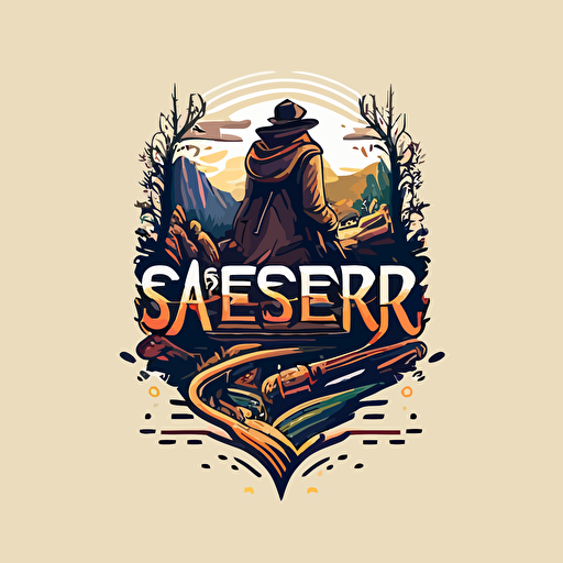 logotype. a seeker's journey. vector, game design, flat colors