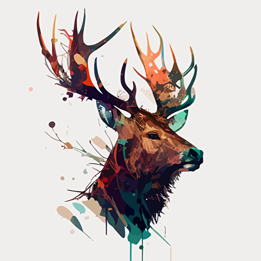 stag head,vector art, transparent background