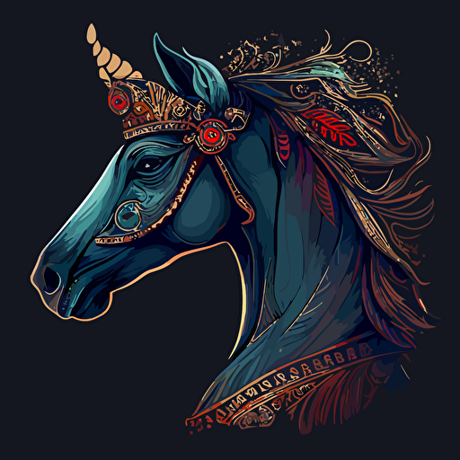 vector style artwork of a hindu horse human bird king face