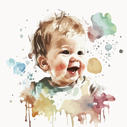 baby watercolor tarshier vector,comic style, white background