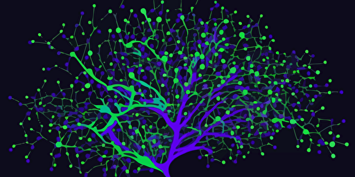 vector illustration of neural network palette is mainly purple with bits of blue and a little green