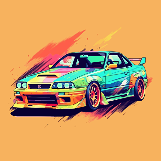 vector design for print, jdm car, colorful, high quality, nissan