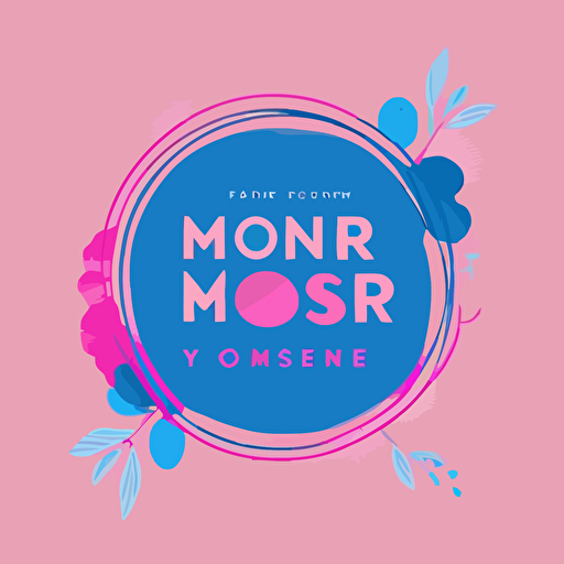 logo design for a women book, simple, vector, flat design, pink and blue