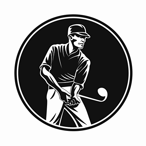 a vector monochromatic logo of a man playing golf