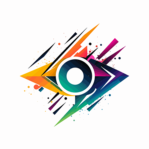 Logo for a digital agency, ABSTRACT, with eyes, colorful, vector, rising arrow, no background