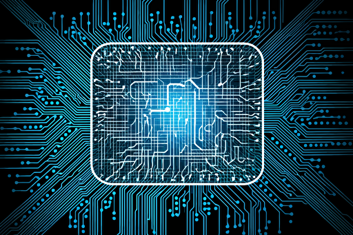 a CPU made of neurons, vectorized, blue and white color palette