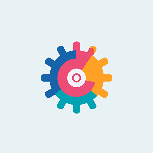 flat vector logo of a gear, for corporate optimisation team, minimal, by Pablo Picasso