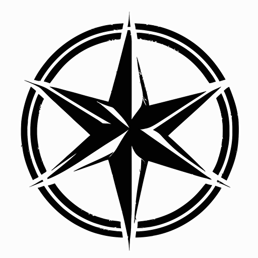 minimalistic vector logo of a 5 pointed star black and white