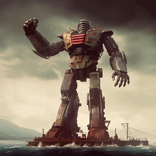 a giant robot in the famous Titanic pose