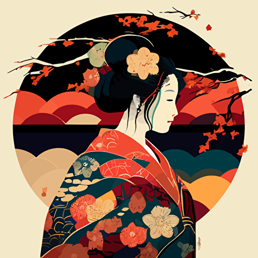 japanese art, ukiyo, vector art