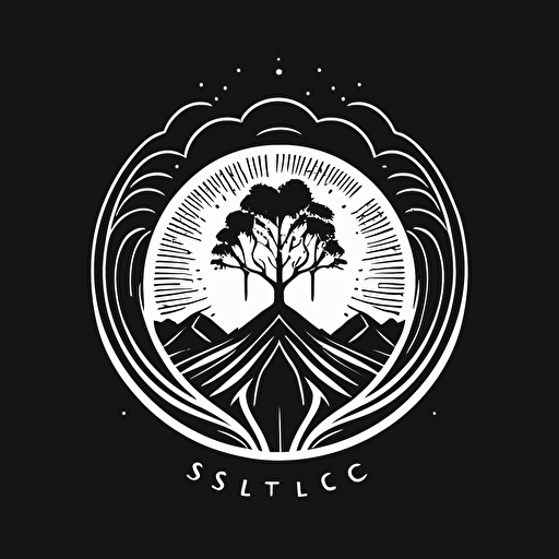 a clean and simple logo, solstice logo, black and white, vector logo